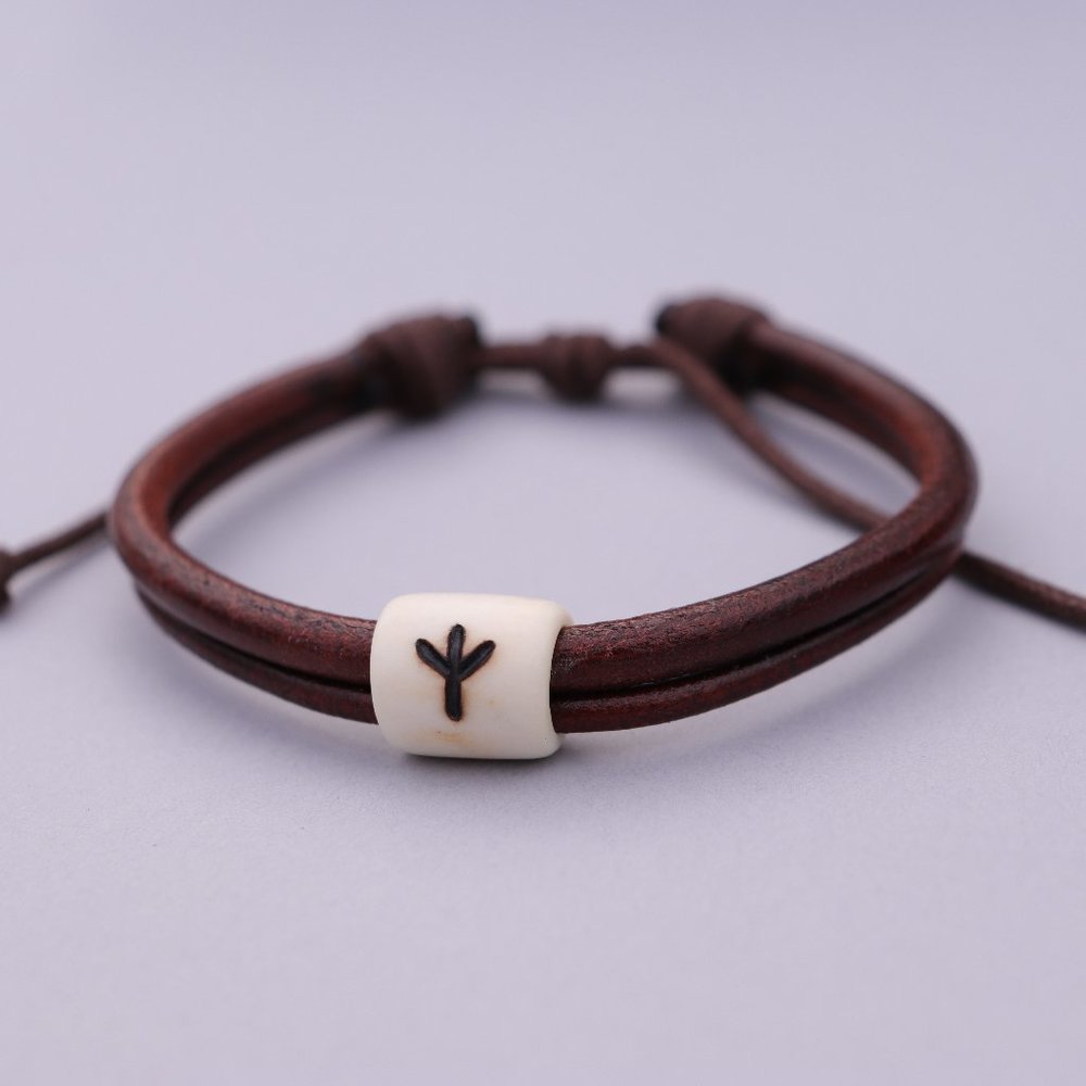 Nordic bracelet | Leather Viking Rune Bracelet | Viking jewelry Norse Mythology